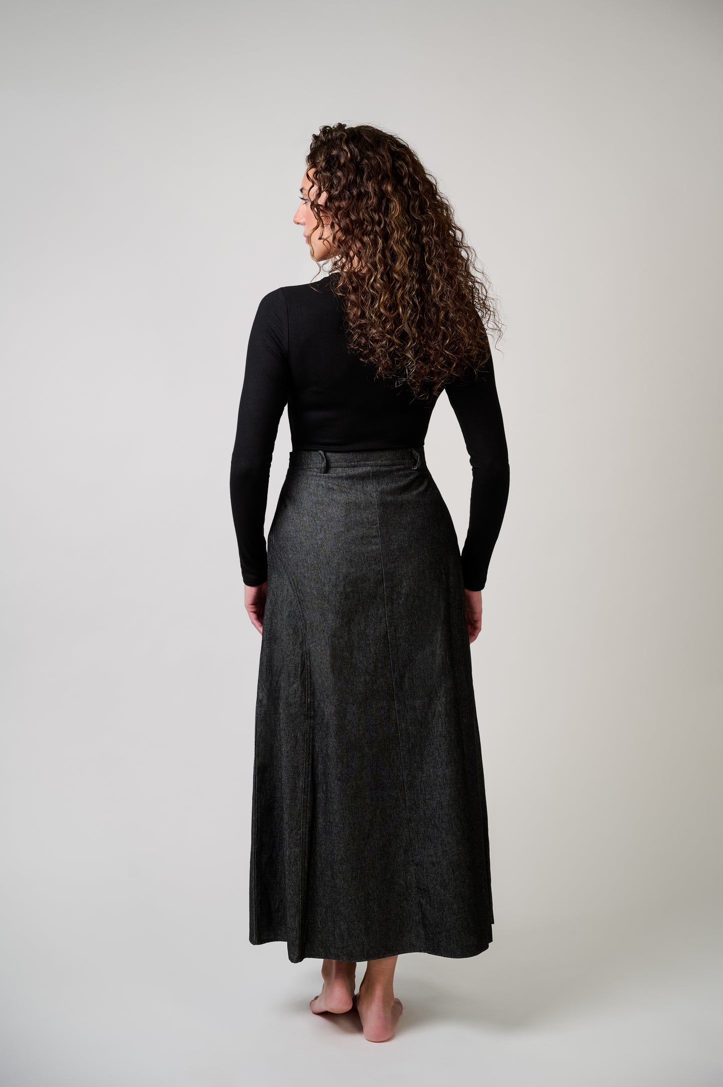 Drop Waist Circle Denim Skirt