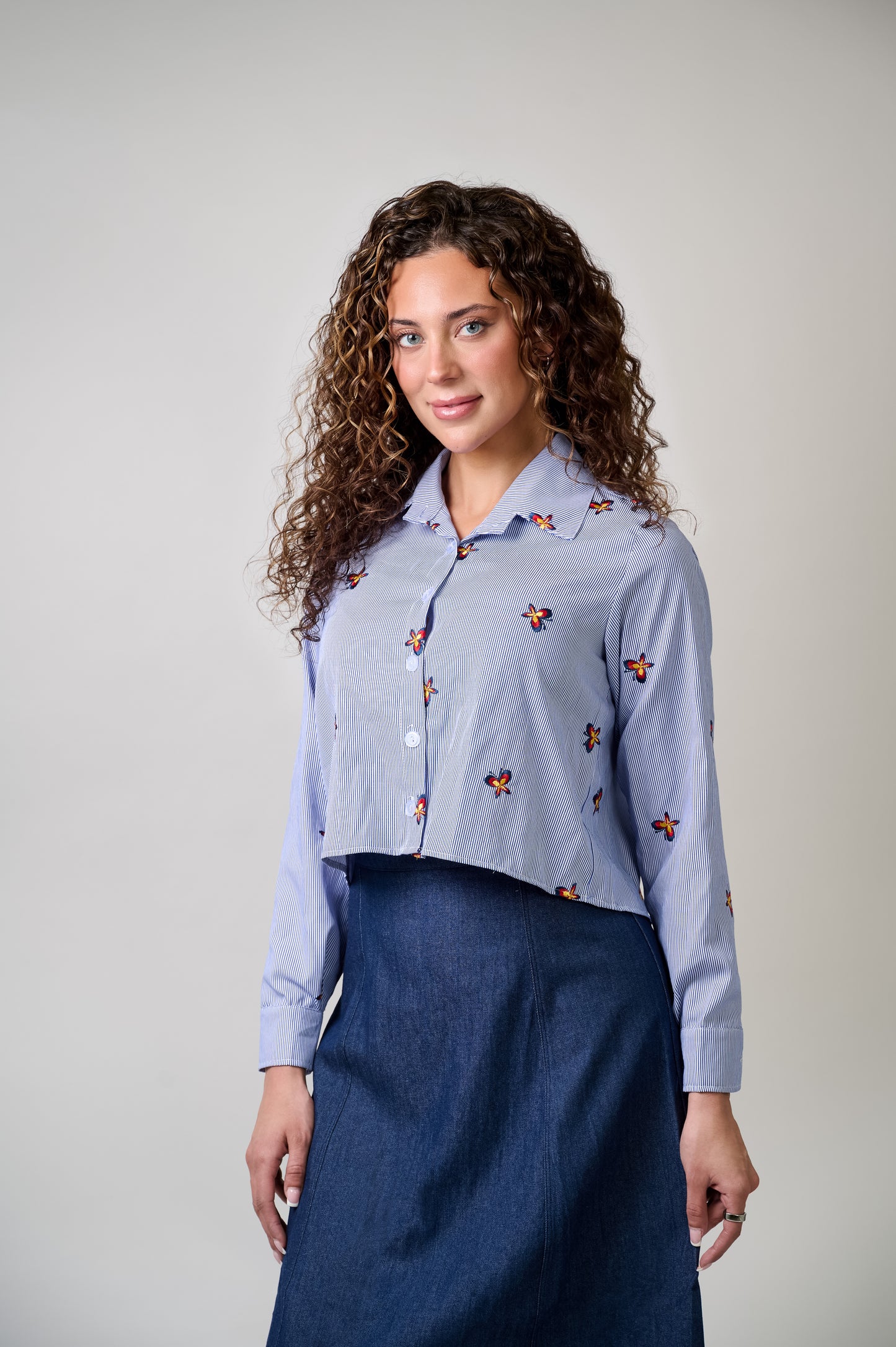 Denim A-line Skirt with Zipper