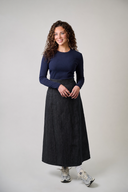 Denim A-line Skirt with Zipper
