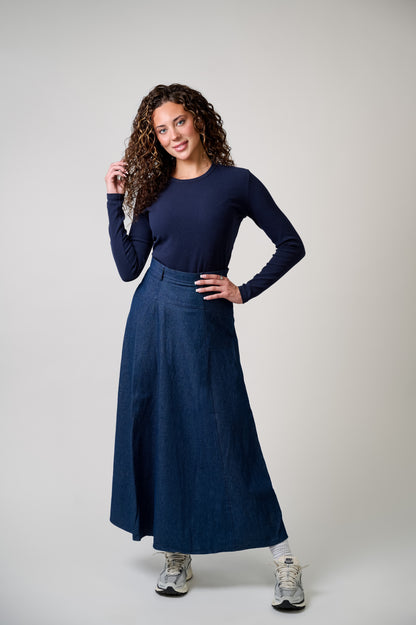 Drop Waist Circle Denim Skirt