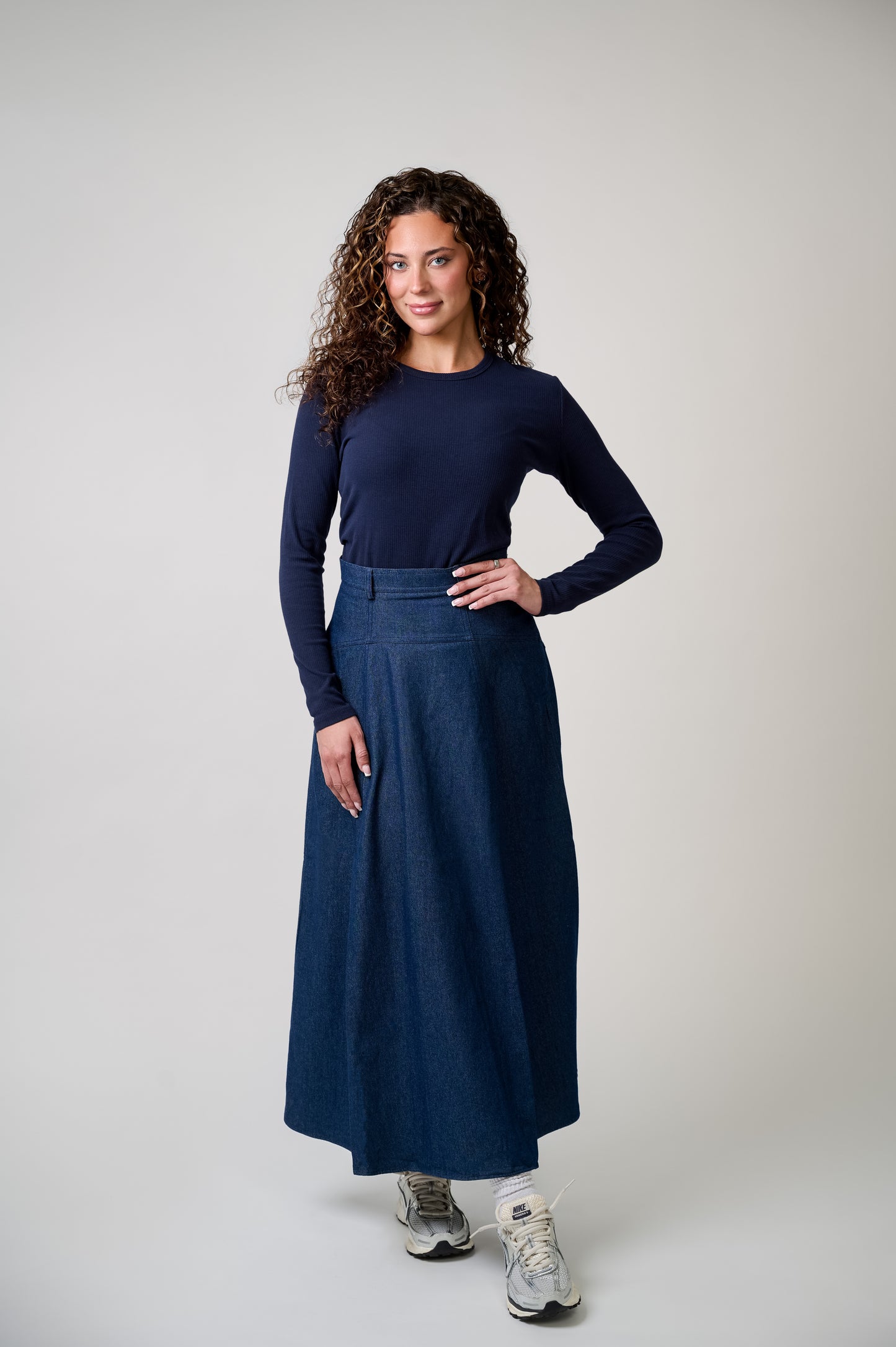 Drop Waist Circle Denim Skirt