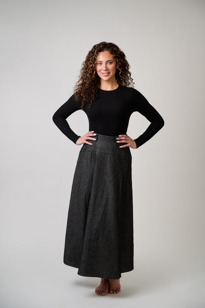 Drop Waist Circle Denim Skirt