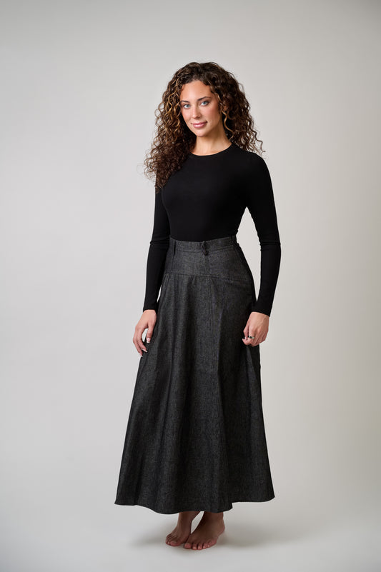 Drop Waist Circle Denim Skirt