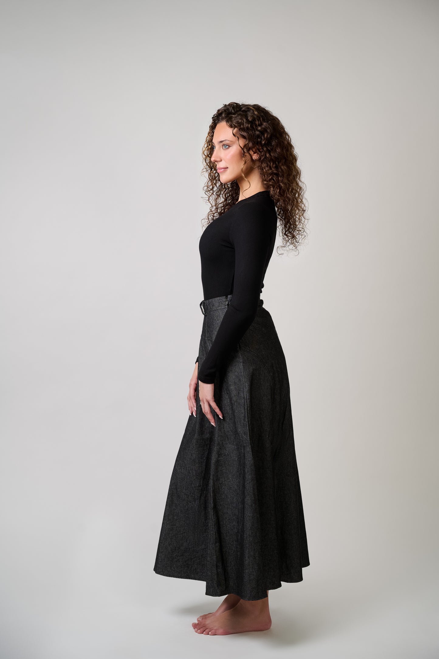 Drop Waist Circle Denim Skirt