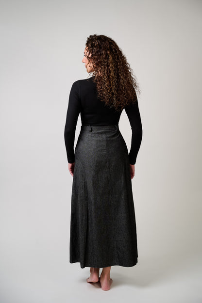 Drop Waist Circle Denim Skirt