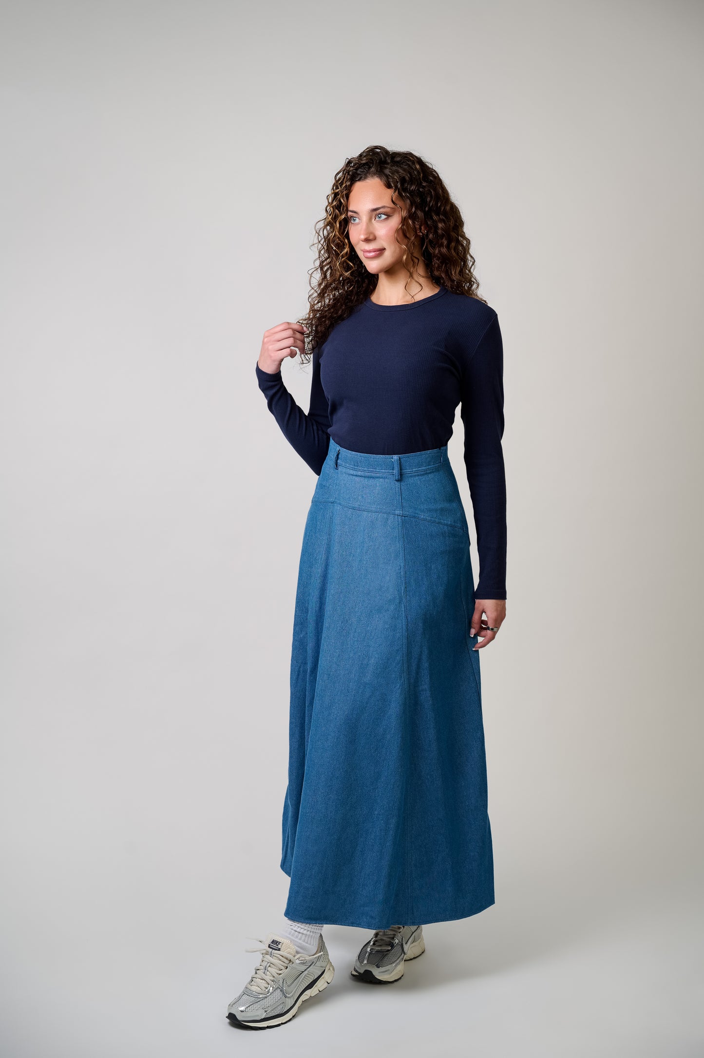 Drop Waist Circle Denim Skirt