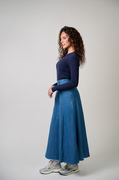 Drop Waist Circle Denim Skirt